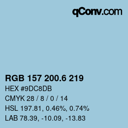 カラーコード: RGB 157 200.6 219 | qconv.com