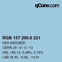 カラーコード: RGB 157 200.6 221 | qconv.com