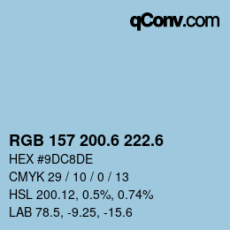 カラーコード: RGB 157 200.6 222.6 | qconv.com