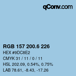 カラーコード: RGB 157 200.6 226 | qconv.com