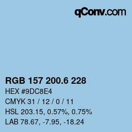 カラーコード: RGB 157 200.6 228 | qconv.com