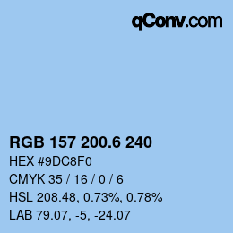 カラーコード: RGB 157 200.6 240 | qconv.com