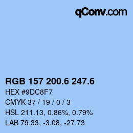 カラーコード: RGB 157 200.6 247.6 | qconv.com