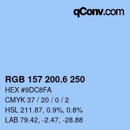 カラーコード: RGB 157 200.6 250 | qconv.com