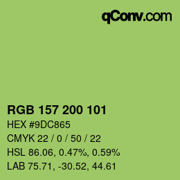 Color code: RGB 157 200 101 | qconv.com