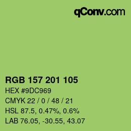 Color code: RGB 157 201 105 | qconv.com