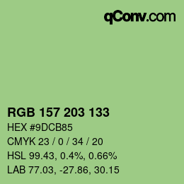 Color code: RGB 157 203 133 | qconv.com
