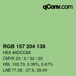 Farbcode: RGB 157 204 138 | qconv.com