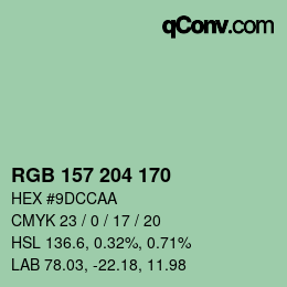 Color code: RGB 157 204 170 | qconv.com