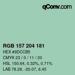 Color code: RGB 157 204 181 | qconv.com