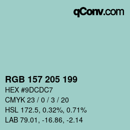 Color code: RGB 157 205 199 | qconv.com