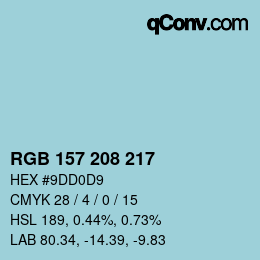 Farbcode: RGB 157 208 217 | qconv.com
