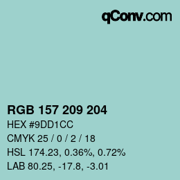 Color code: RGB 157 209 204 | qconv.com