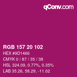 Color code: RGB 157 20 102 | qconv.com