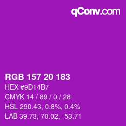 颜色代码: RGB 157 20 183 | qconv.com
