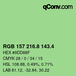 カラーコード: RGB 157 216.8 143.4 | qconv.com