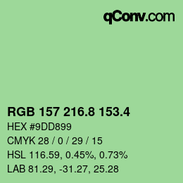 カラーコード: RGB 157 216.8 153.4 | qconv.com