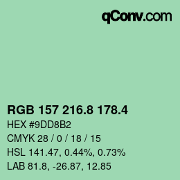 カラーコード: RGB 157 216.8 178.4 | qconv.com