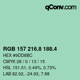 カラーコード: RGB 157 216.8 188.4 | qconv.com