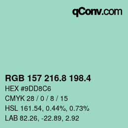 カラーコード: RGB 157 216.8 198.4 | qconv.com