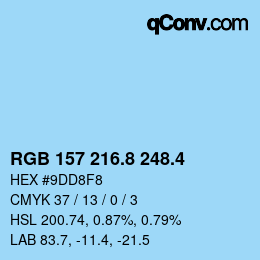カラーコード: RGB 157 216.8 248.4 | qconv.com