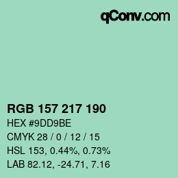 颜色代码: RGB 157 217 190 | qconv.com