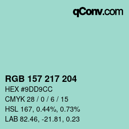 カラーコード: RGB 157 217 204 | qconv.com
