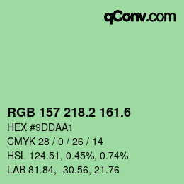カラーコード: RGB 157 218.2 161.6 | qconv.com