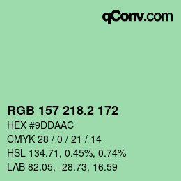 カラーコード: RGB 157 218.2 172 | qconv.com