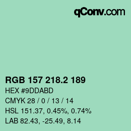 カラーコード: RGB 157 218.2 189 | qconv.com