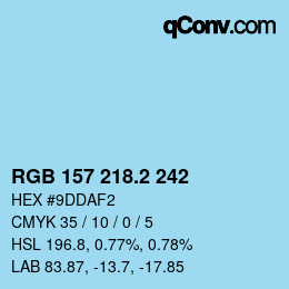 カラーコード: RGB 157 218.2 242 | qconv.com