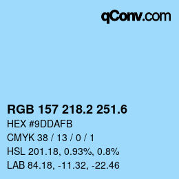 カラーコード: RGB 157 218.2 251.6 | qconv.com