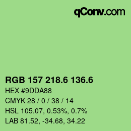 カラーコード: RGB 157 218.6 136.6 | qconv.com