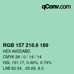 カラーコード: RGB 157 218.6 189 | qconv.com