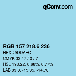カラーコード: RGB 157 218.6 236 | qconv.com