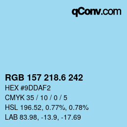 カラーコード: RGB 157 218.6 242 | qconv.com