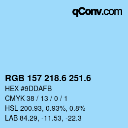 カラーコード: RGB 157 218.6 251.6 | qconv.com