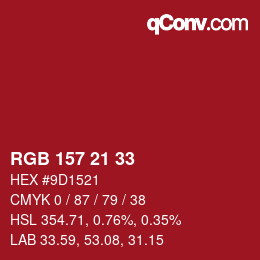 Color code: RGB 157 21 33 | qconv.com