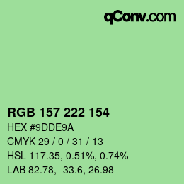 Color code: RGB 157 222 154 | qconv.com