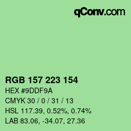 Farbcode: RGB 157 223 154 | qconv.com