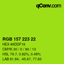 Color code: RGB 157 223 22 | qconv.com
