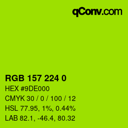 颜色代码: RGB 157 224 0 | qconv.com