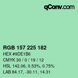 Código de color: RGB 157 225 182 | qconv.com