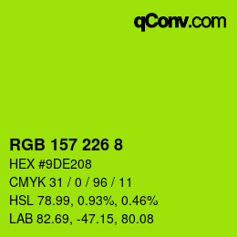 Color code: RGB 157 226 8 | qconv.com