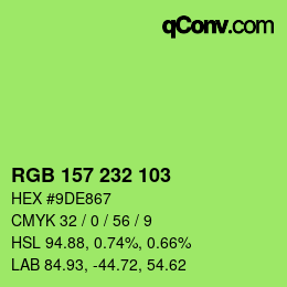 Color code: RGB 157 232 103 | qconv.com