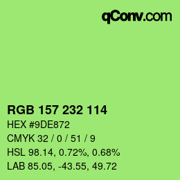 Color code: RGB 157 232 114 | qconv.com