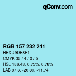 Color code: RGB 157 232 241 | qconv.com