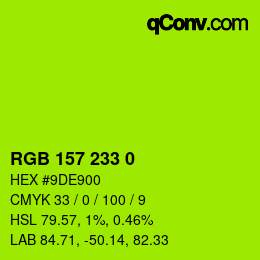 Color code: RGB 157 233 0 | qconv.com