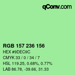 Color code: RGB 157 236 156 | qconv.com