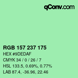Color code: RGB 157 237 175 | qconv.com